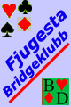 Fjugesta Bridgeklubbs logo 'Man fr klver ruter hjrter spader i klubbens lokaler'